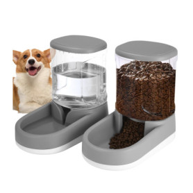 Distributeur Croquettes Chat Automatique, Distributeur Eau Chien, 2 Unités, 3.8 L, Distributeur Automatique de Nourriture et d'e