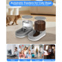 Distributeur Croquettes Chat Automatique, Distributeur Eau Chien, 2 Unités, 3.8 L, Distributeur Automatique de Nourriture et d'e