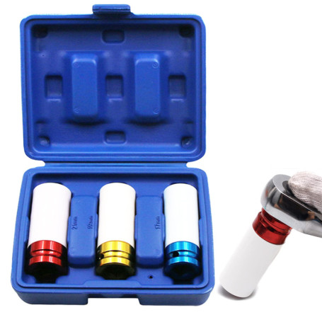 OFKPO Set de Douilles de Serrage, Douilles à Impact pour Roue en Alliage Embout de Tournevis, Manchon de Pneu Couleur 17mm 19mm 