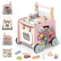 Trotteur Bébé en Bois, Chariot de Marche Bebe en Bois, Jouet en Bois Centre d'activité pour Enfant, Baby Walker, Cadeau pour Gar