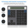 Pavé numérique Bluetooth et 2,4 G Pavé Numerique sans fil– Pavés Numériques 34 Touches avec Calculatrice d'affichage –pavé numér