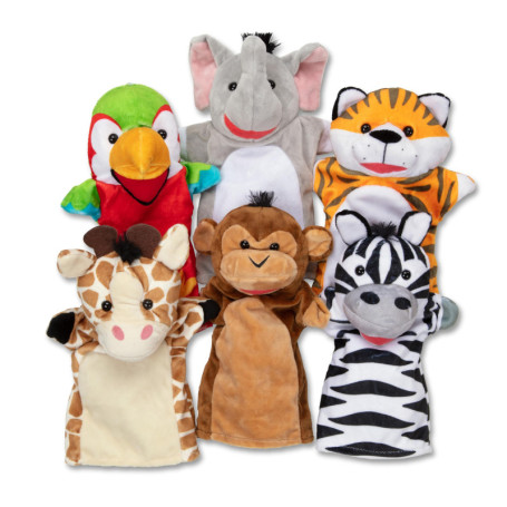 Melissa & Doug Marionnettes À Main, 6 Marionettes Animaux de Safari, Jouet créatif pour Filles et garçons de 3 4 5 6 7 Ans, Cade