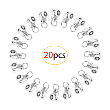 CAILI 20 Pcs Rouleaux de Rail de Rideaux,Plastique Twin à roulettes Transporteurs Rail Coulissant Glider, Poulie silencieuse pou