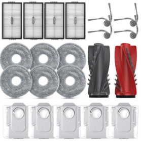 Geoviizon Accessoires pour aspirateur Roborock Saros 10R, 1 brosse principale, 4 filtres HEPA, 6 tampons de nettoyage, 5 sacs à 
