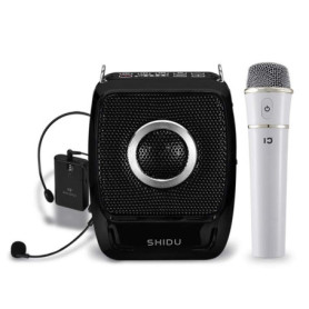 Amplificateur de Voix sans Fil Bluetooth Portable SHIDU 25W Amplificateur Voix Haut Parleur avec Micro Casque + UHF Compact Hand
