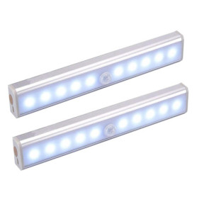 KEWUZY Lampe Detecteur De Mouvement Interieur, Lot De 2 Lampe 10 LED Sans Fil, Lampe Rechargeable USB Détecteurs De Mouvement Av