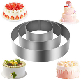 talifoca 3 Pcs Cercle Patisserie, Diamètre 10/15/20 cm Rond Moules à Gâteaux en Acier Inoxydable Moules à Pâtisserie pour Pâtiss