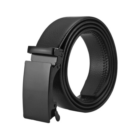 KRYMSON Ceinture Sans Trous Pour Homme - Cuir Noir Avec Boucle Automatique - Réglable Pour Costume