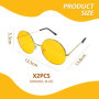 HDGSAFD Lunettes De Soleil Rondes À Monture Métallique, 2 Pièces, Rétro, Mode, Décoration De Fête De Vacances, Miroir