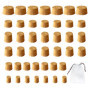 MEMOFYND Lot de 42 bouchons de bouteilles en liège de plusieurs tailles avec sac de rangement 1 pièce, bouchons en bois, pour br
