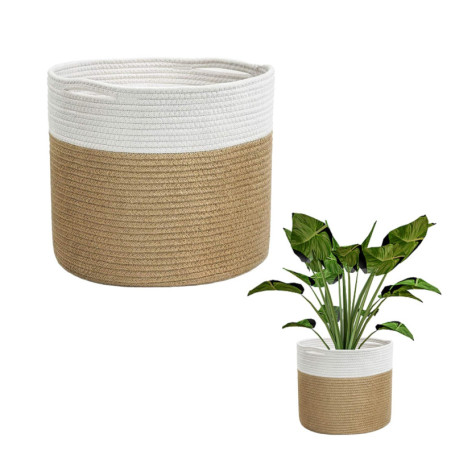 MEMOFYND Panier de rangement tissé en 1 pièce, couvercle de pot de fleurs, panier de rangement pliable, panier à linge sale, boî