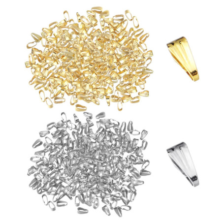 Lot de 400 fermoirs de collier, clips de pendentif, anneaux en métal, connecteurs de chaîne, accessoires de bijoux, pour pendent