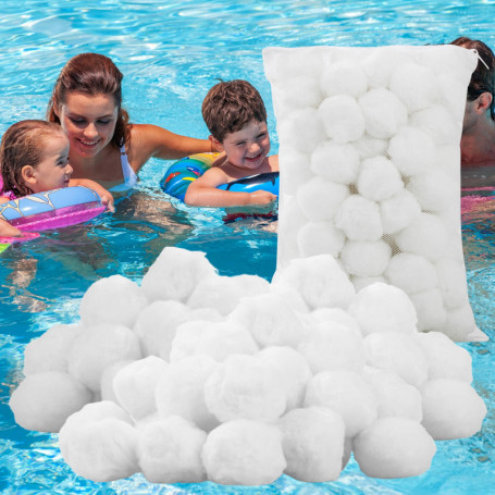 Balles Filtrantes,1300g Boule Filtrante Piscine réutilisable avec Filet à Linge,Peut remplacer 45kg de Filtration sur sableAquar