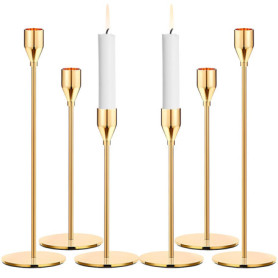 ZHYLUO Bougeoir Doré Coniques 6 Pièces Chandelier de Mariage 33/28/22cm Chandeliers Coniques pour la Maison pour Les Fêtes,Maria