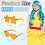 14 Paires Lunettes de Fête, Lunettes en Forme de Coeur et Forme D'éToile, Lunettes Soleil Hippie sans Monture, Lunettes de Solei