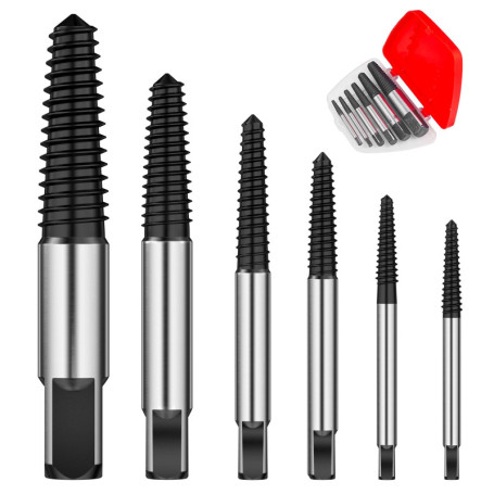 Lixiluxia 6 Pièces Extracteur de Vis Cassée, Tourne a Gauche Extracteurs de Boulon, Tournevis à Gauche, Jeu D'extracteurs de Vis