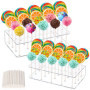 Szaboviktoria Lot de 2 Supports à Sucettes Transparents En Acrylique Avec 100 Bâtonnets Pour Cake Pops, PréSentoir à Cake Pop, B
