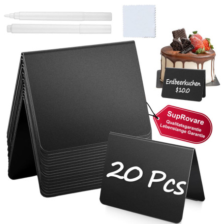 SupRovare 20 Pcs Tableau Noir Craie, Mini Ardoise, 10 x 7.5cm Mini Ardoise de Table, Tableau Craie avec 2 Stylos, Tableau Noir, 