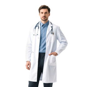 ELEPRUC Blouse de Laboratoire Blanche Unisexe, Blouse Medicale Travail Blanche Chimie, Manches Longues de Laboratoire Vêtements 