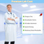 ELEPRUC Blouse de Laboratoire Blanche Unisexe, Blouse Medicale Travail Blanche Chimie, Manches Longues de Laboratoire Vêtements 