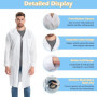 ELEPRUC Blouse de Laboratoire Blanche Unisexe, Blouse Medicale Travail Blanche Chimie, Manches Longues de Laboratoire Vêtements 
