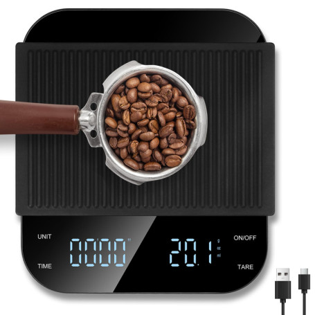 Vankarr Balance à Café avec Minuteur, Balance à Expresso 3 kg/0,1 g, Balance de Précision de Haute Précision, Balance de Cuisine