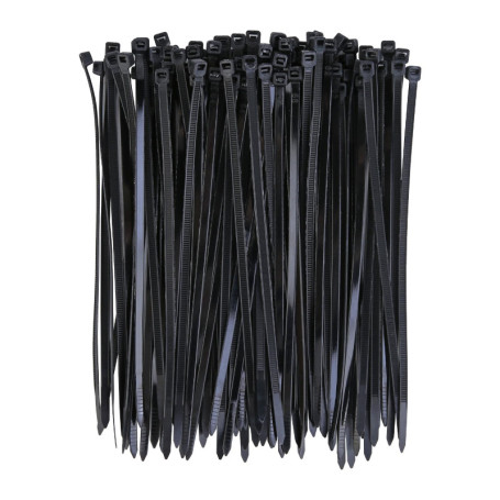 Lot de 100 serre-câbles en nylon noir - 200 mm x 4,8 mm - Fermeture éclair autobloquante - Petit serre-câbles - Attache-câbles p