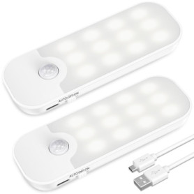 Veilleuse LED Veilleuse Rechargeable, Veilleuse Detecteur de Mouvement avec Bande Magnétique Adhésive[Lot de 2]. 3 Modes (Auto/O