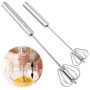 SDFSA 2 Pièces Batteurs à Œufs, Fouet Multifonctionnel Semi-Automatique Main, Acier Inoxydable Fouet, Batteur Lait, Rotatif, pou