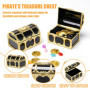 Neikafan 12 Pièces Mini Coffre Trésor Pirate Plastique,12 Pierre Precieuse Enfant et 12 d'or Pièces de Monnaie Coffre Pirate Pet