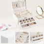 LELYFIT Boîte à Bijoux pour Femme, 3 Couches Rangement Bijoux, Coffret Bijoux de Voyage, Organisateur à Bijoux Verrouillable, Je