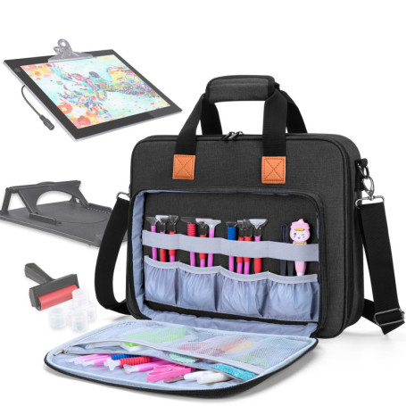 Luxja Sac de Transport pour Tablette Lumineuse A4 et Outils de Peinture de Diamant, Sac de Rangement pour Diamond Painting Acces