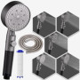 HONBOO Pommeau de Douche Filtrant, Pommeau de Duche Economie Deau avec Bouton D'arrêt D'eau, Douchette avec Flexible de 1,5 m, P