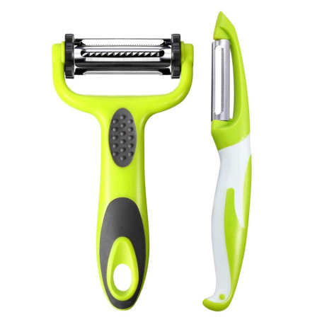 KOOSREEL 3 en 1 Econome a Julienne, Éplucheur à Fruits et Légumes, Eplucheur Légumes avec Poignée Antidérapante est Idéal pour P