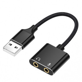 AQSQWQ Carte Son Externe, Adaptateur Audio USB vers 3,5mm Jack, USB Écouteur Casque et Convertisseur Micro Microphone Compatible