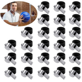 Liwein 25Pcs Sifflets en Acier Inoxydable, Trainer Sifflet avec Cordon Metal Sifflet Arbitres Sifflet pour Sports Basketball Foo