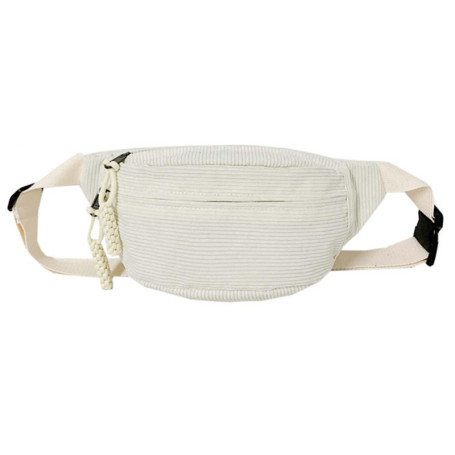 Eniyou Sac Banane Velours Côtelé Femme pour Shopping, Sorties, Voyages et Travail - Sac De Voyage avec Sangle Réglable (WeiB)