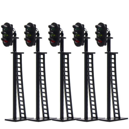 JTD04 Lot de 5 Feux de signalisation pour modélisme ferroviaire Vert/Jaune/Rouge Ho 6,8 cm 12 V LED