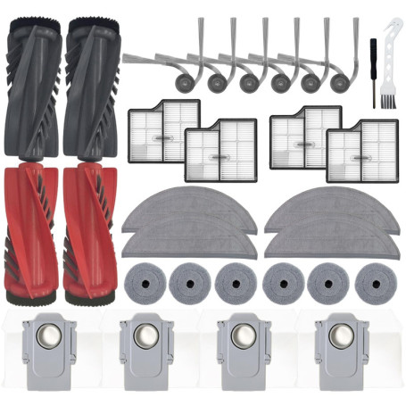 Lot de 30 Accessoires de Rechange pour Aspirateur Roborock Saros 10/G30,2 Brosses Principales Doubles 6 Brosses Latérales 4 Filt