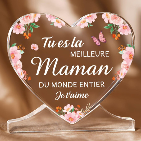 Cadeau Fete des Meres, Cadeau Anniversaire Maman, Acrylique Heart Type Décoration Cadeau pour Maman, Cadeau Noel Maman, Cadeaux 