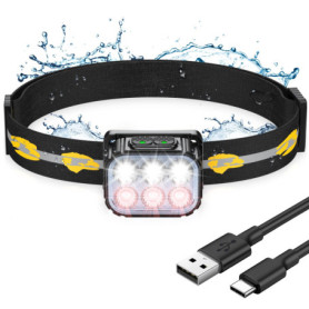 EOIWUY Lampe Frontale LED Ultra Puissante, Rechargeable Lampe Frontale Étanche avec Lumière Rouge, 6 Modes d'Éclairage & 36H d'A