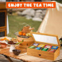 LPAMABA Boîte à Thé en Bambou avec Tiroirs 8 Compartiments Grille 8.5 * 6.8CM Boîte à Sachet de Thé Boîte à Thé Hermétique Boîte