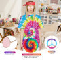 MZJAUVF Déguisement Hippie Homme, Déguisement Année 70, Deguisement Disco Homme, Accessoires Hippie avec T Shirt Perruque Bandea