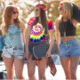 MZJAUVF Déguisement Hippie Homme, Déguisement Année 70, Deguisement Disco Homme, Accessoires Hippie avec T Shirt Perruque Bandea