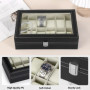 RDDAIPE Boite a Montre 12 Compartiments, Boîte à Montres Homme Femme, Coffret Montre avec Couvercle en Verre, PU Boite Rangement