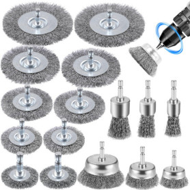 RDDAIPE 16pcs Brosse Metallique pour Perceuse, 6mm Brosse Métallique Perceuse, Tige Hexagonale Brosse Perceuse Metal, pour Bois 