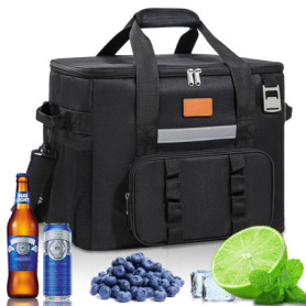 BBLTIFF 40L Grand Sac Isotherme Repas, Glaciere Souple Isotherme, Sac Glaciere Pliable, Glacière Isotherme avec Bandoulière Régl