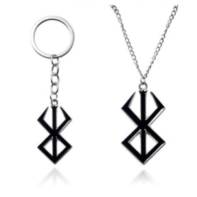 ZoCKZ Lot de 2 colliers avec pendentif symbole berserk du guerrier fou de la mythologie viking nordique - Bijoux tendance - Noir
