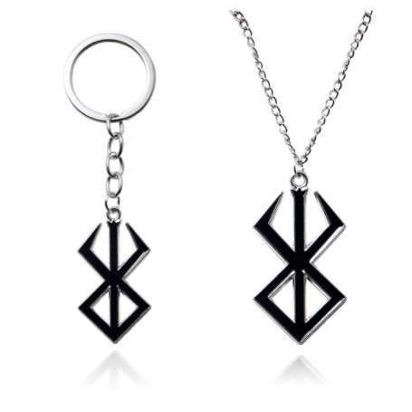 ZoCKZ Lot de 2 colliers avec pendentif symbole berserk du guerrier fou de la mythologie viking nordique - Bijoux tendance - Noir