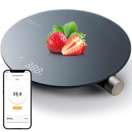 HOTO Balance de Cuisine Numérique Intelligente, Balance de Cuisine Électronique, Max 3000g, Precision 0.1g, Connexion à l'App, C